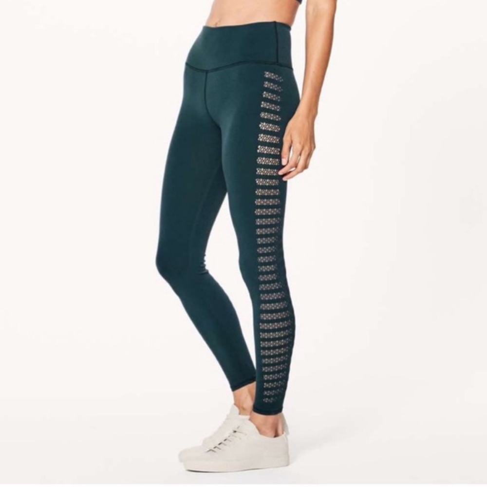 Lululemon Reveal Teal Laser Cut Tights 6